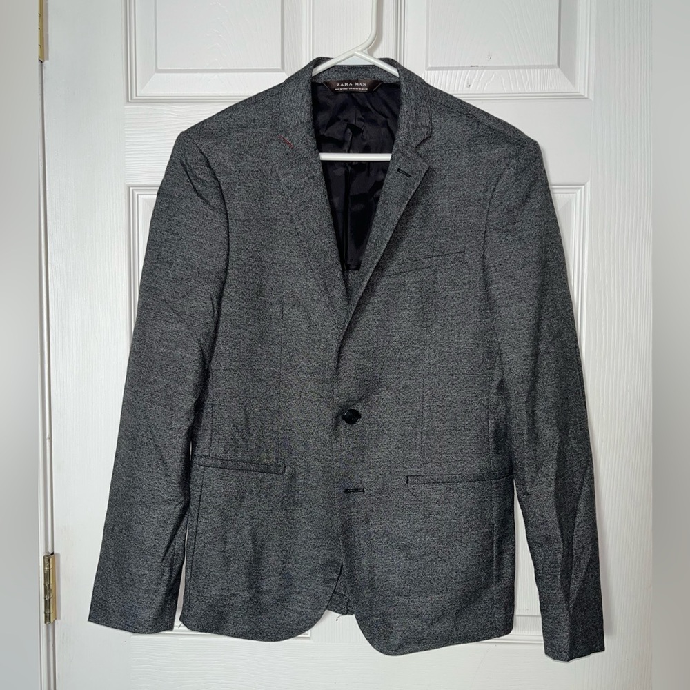 ZARA MAN Classic Fit Grey Wool Suit Blazer Jacket, Size 36